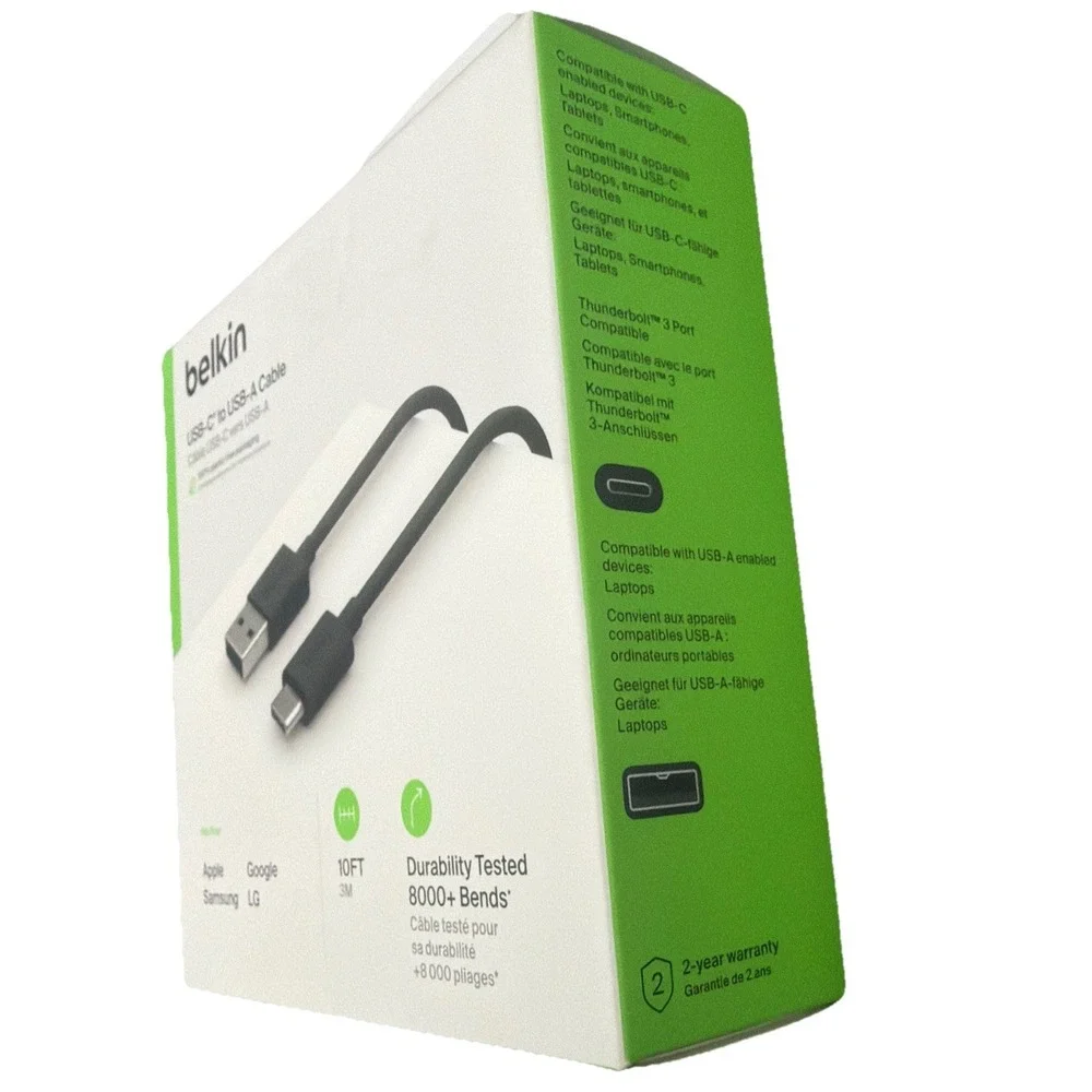 Belkin USB-C to USB-A White Cable (3M /10ft) for Apple/Samsung/Google/LG .‎